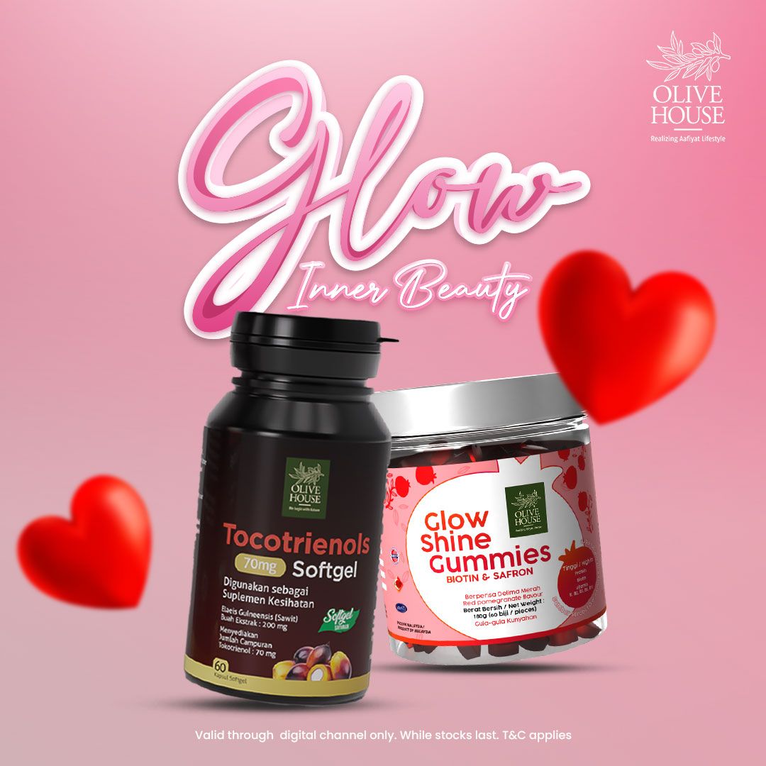 1x Glow Shine Gummies (60pcs) + Tocotrienols (70mg)